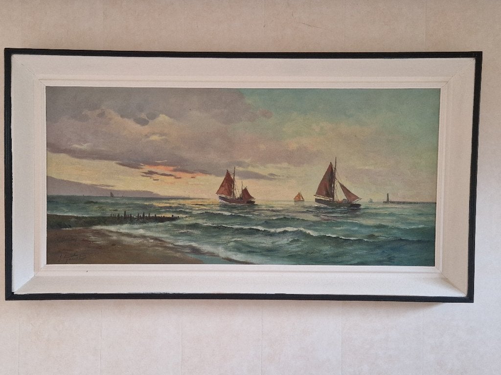 Schilderij 1, Antiek en Kunst, Ophalen, Maritiem / water, Handgeschilderd, Doek