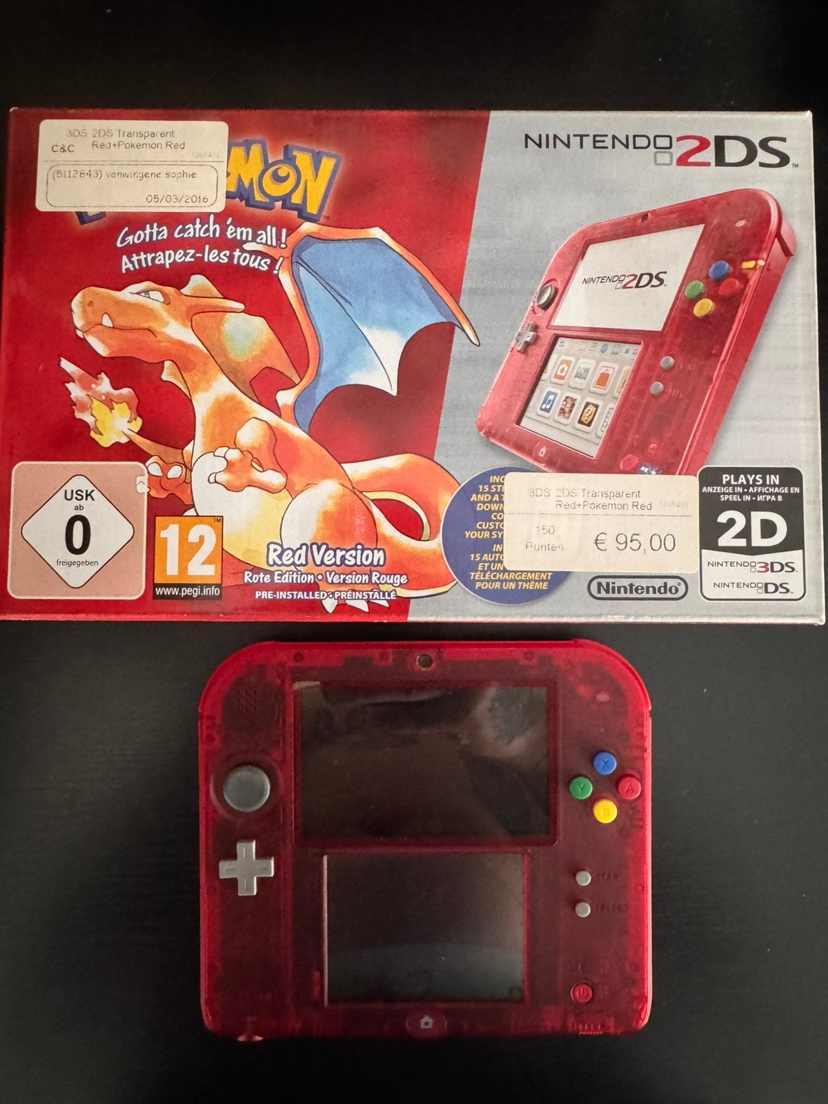 Nintendo 2DS pokemon red ltd edition, Games en Spelcomputers, Ophalen, Zo goed als nieuw, 2DS