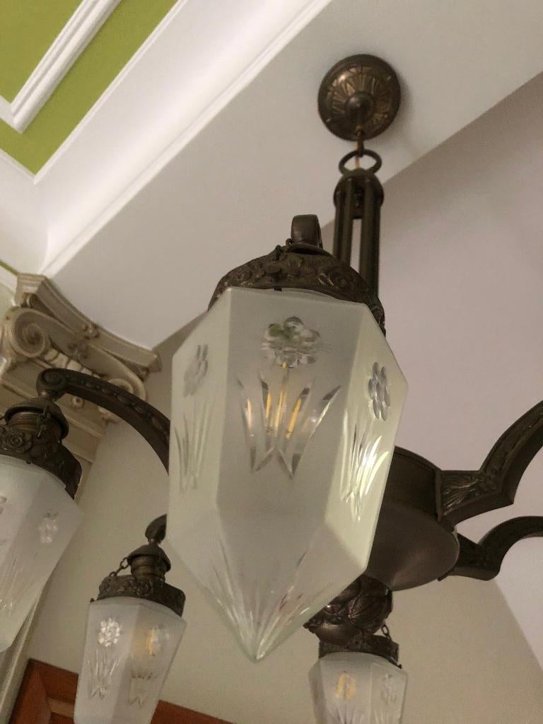 Art Deco Hanglamp – Tijdloze Elegantie voor je Interieur, Ophalen, Gebruikt, Glas, 75 cm of meer