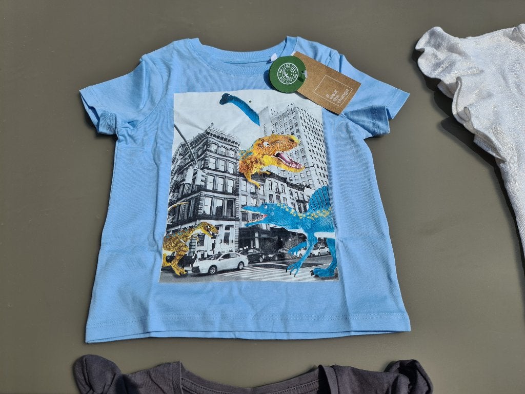 blauw t-shirt met dino's, CA, 104 NIEUW, Kinderen en Baby's, Kinderkleding | Maat 104, Ophalen, Zo goed als nieuw