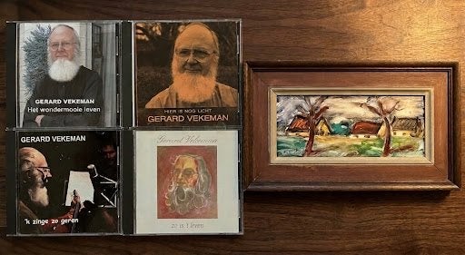 Gerard Vekeman - Origineel schilderij in kader + lot 4 cd's, Acrylverf, Doek, Ophalen of Verzenden, Klassiek
