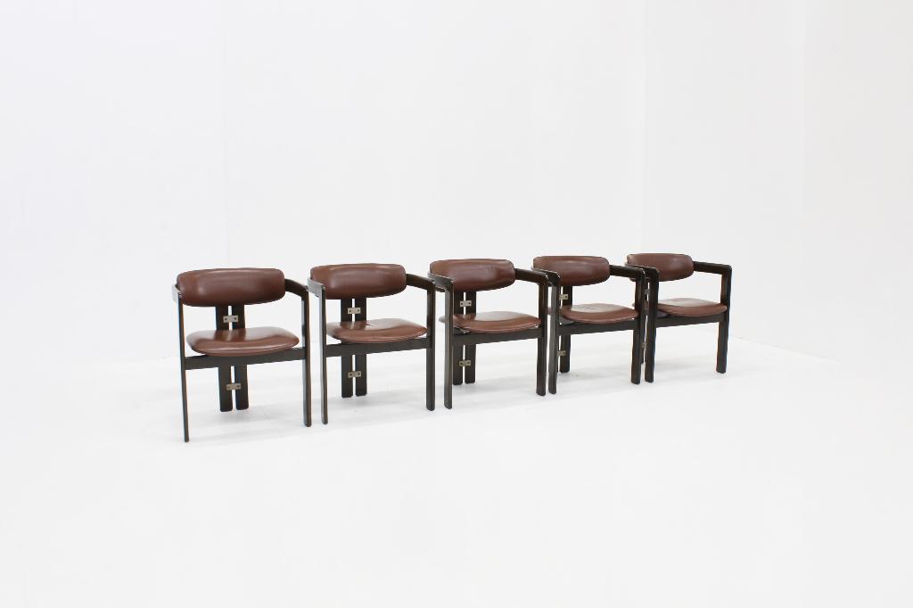 Pamplona stoelen by Augusto Savini Pozzi Italy 1965, Huis en Inrichting, Stoelen, Bruin, Design, Ophalen of Verzenden, Zo goed als nieuw