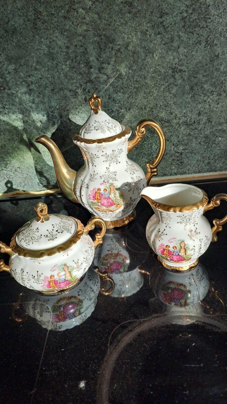 Titel-tip: Vintage porseleinen koffieset / theeset (3-delig), Antiek en Kunst, Ophalen