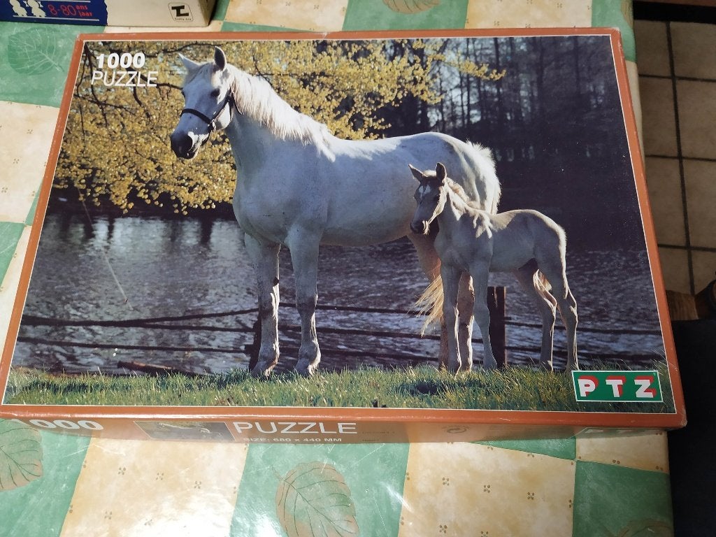 puzzel dieren "paard met veulen"1000stks splinternieuwe doos, Enlèvement ou Envoi, Neuf