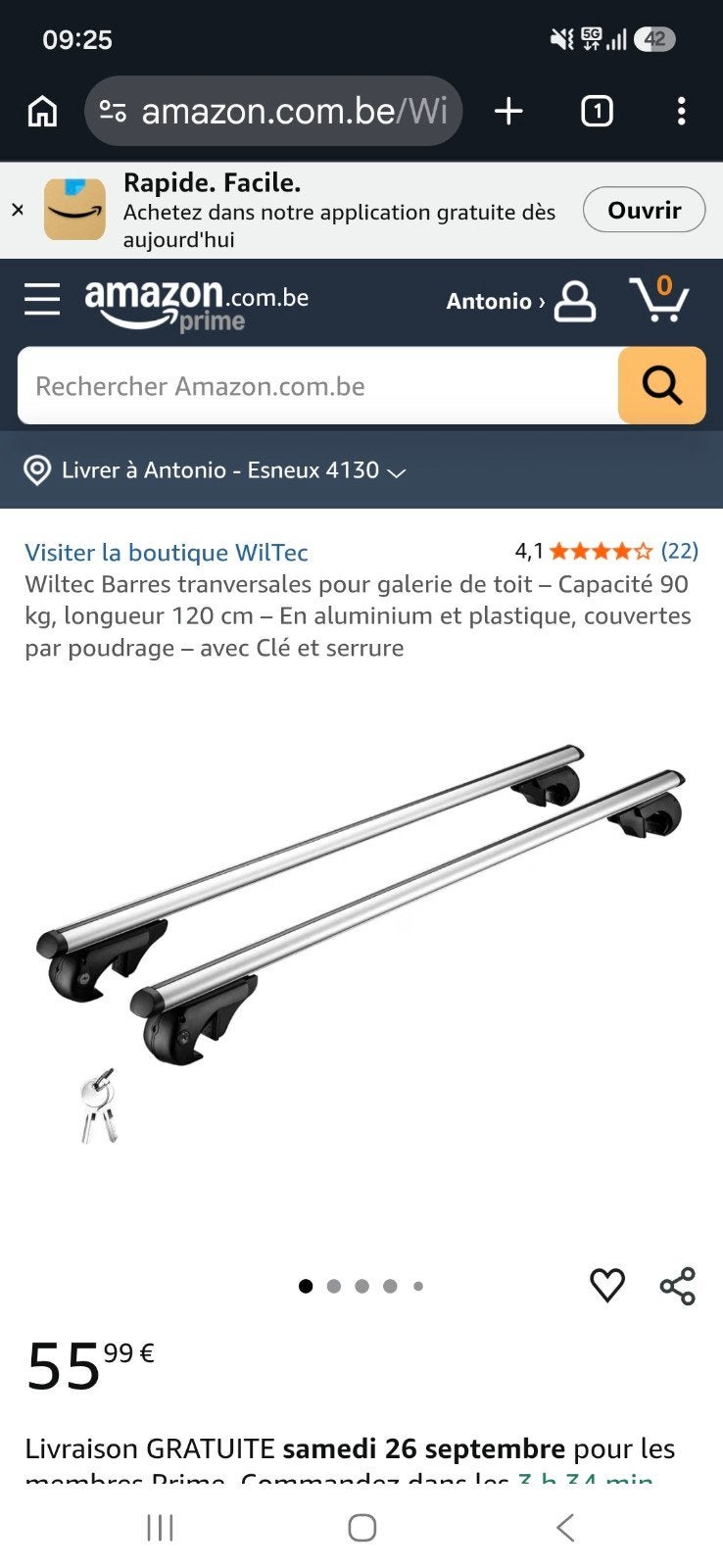 barre de toit universel 120 ou 150 ou 180 cm, Enlèvement
