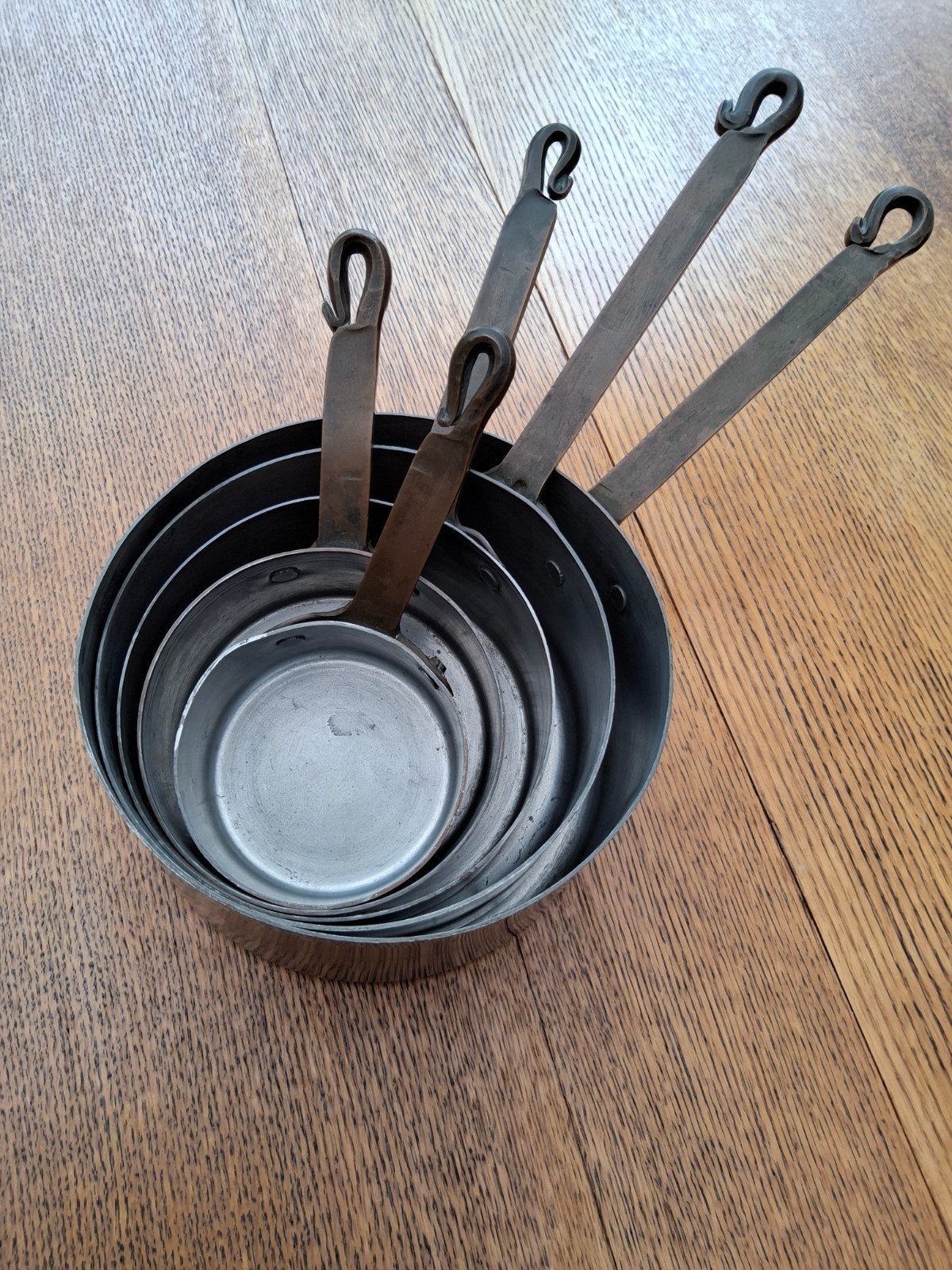 5 casseroles en cuivre, Antiquités & Art, Enlèvement