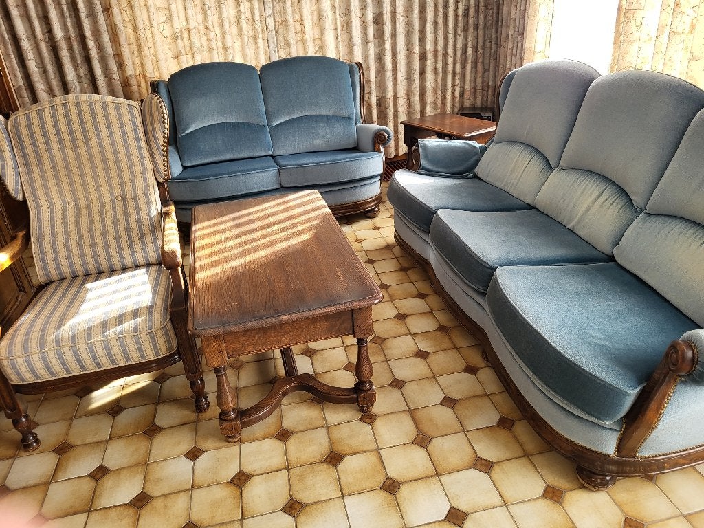 Table basse classique en chêne 3+2+1 avec table basse, Maison & Meubles, Enlèvement, Utilisé