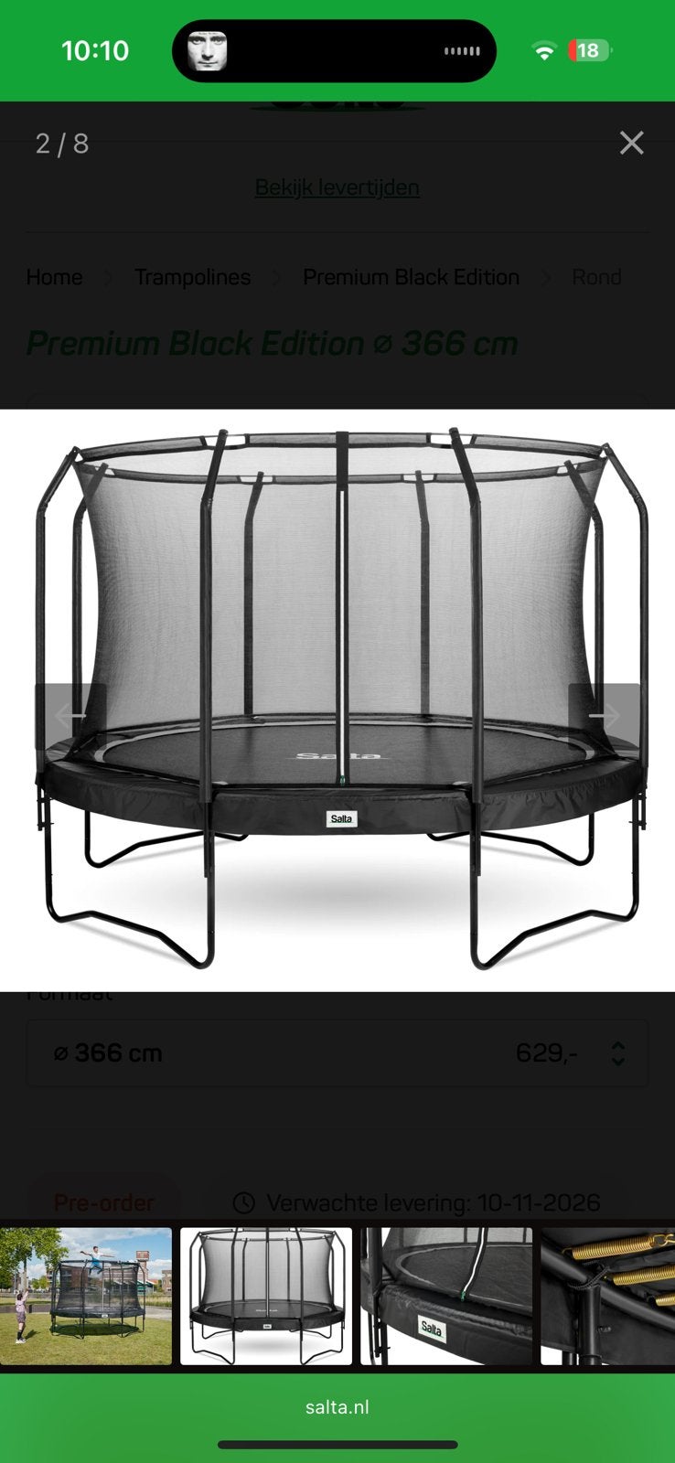 Trampoline Salta 366 cm, Enfants & Bébés, Jouets | Extérieur | Trampolines, Utilisé, Enlèvement