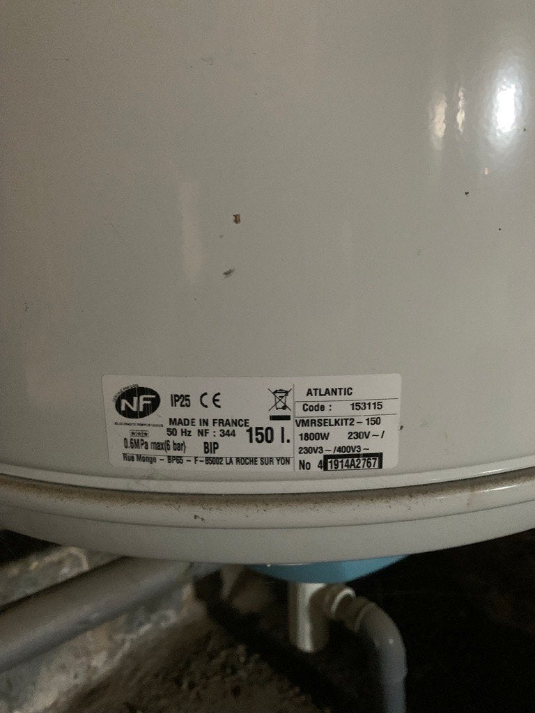 Boiler électrique Atlantic 150 litres ACI Hybride Dynamique, Bricolage & Construction, 100 litres ou plus, Enlèvement, Comme neuf