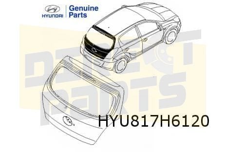 Hyundai	i20 achterklep (bij wisser) (6/12-1/15) Origineel! 7, Neuf, Arrière, -, Haillon arrière