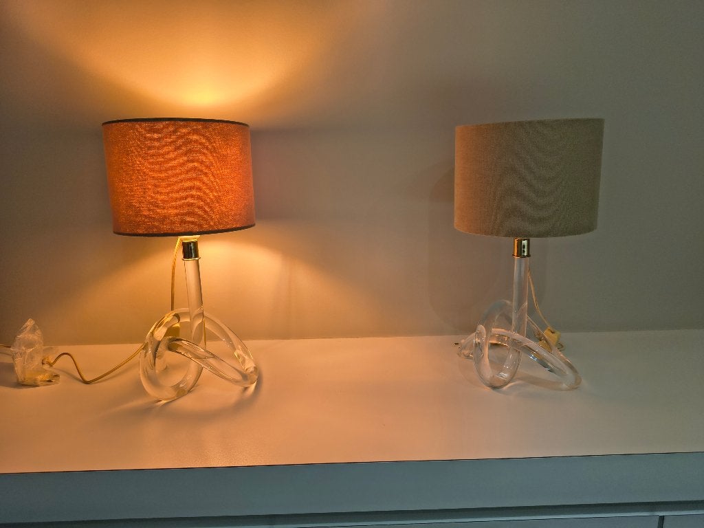 Dorothy Thorpe 'Pretzel', twee lucite tafellampen, Overige typen, Overige merken, Zo goed als nieuw, 40 cm