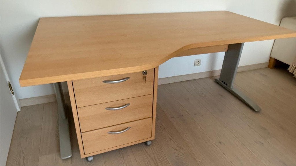 Bureau met ladeblok, Huis en Inrichting, Ophalen, Met lades, Hout, 100 cm