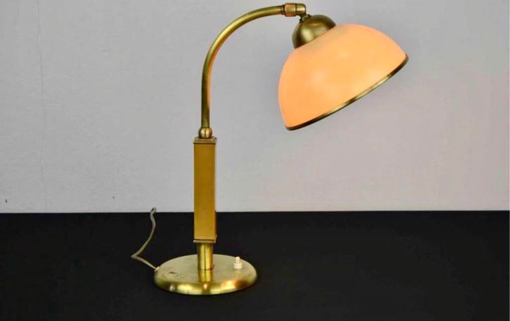 Antieke Bauhaus Stijl Geel Bakelieten Tafellamp / Bureaulamp, Antiek en Kunst, Ophalen of Verzenden