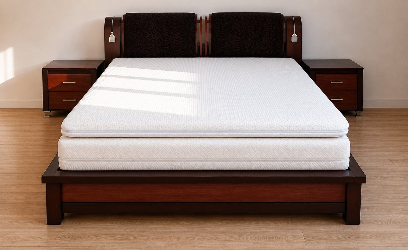 Compeelt slaapkamer Bed + 2 nachtkastjes + matras + topper, Huis en Inrichting, Slaapkamer | Complete slaapkamers, Ophalen, Gebruikt