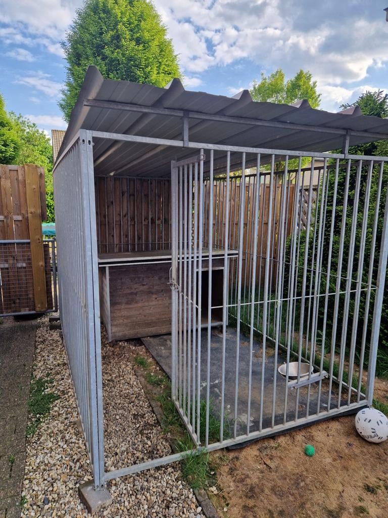 Hondenhok gegalvaniseerd 2 op 3 meter met dak, Dieren en Toebehoren, Hondenhokken, Ophalen, Hondenhok