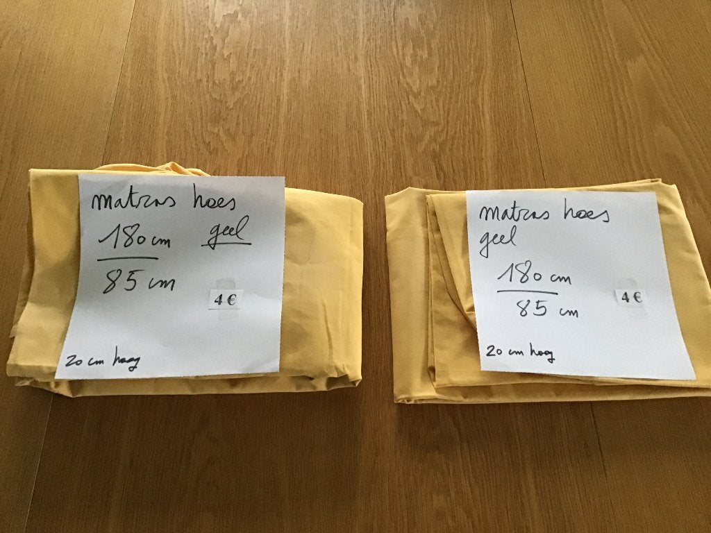 2 matras hoezen geel 180 cm op 85 cm, Ophalen of Verzenden, Zo goed als nieuw, Geel