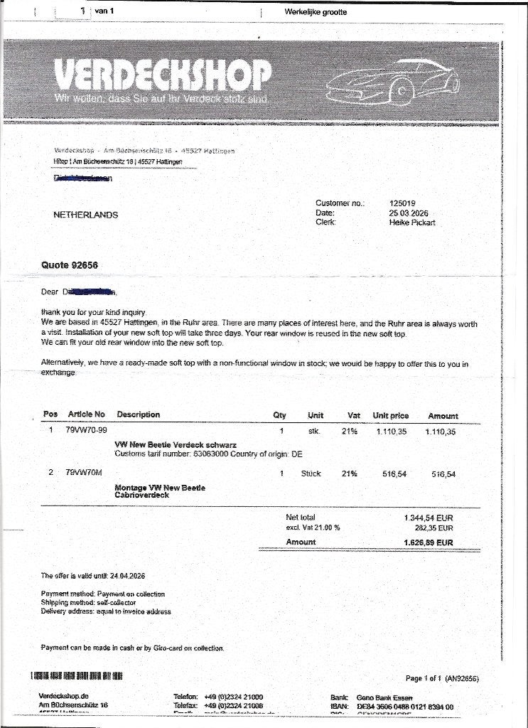 vw new beetle cabrio, Auto's, Volkswagen, Voorwielaandrijving, Stof, Beetle (Kever), 4 cilinders