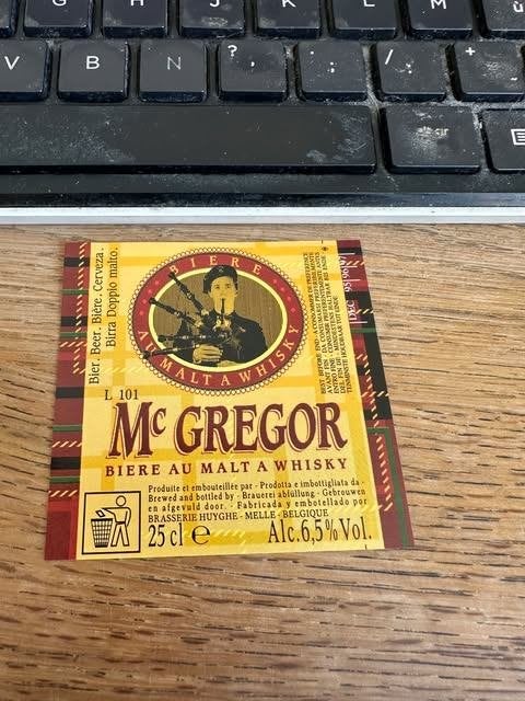 étiquette : M Gregor, Brasserie Huyghe, Belgique, Collections, Marques de bière, Enlèvement ou Envoi, Neuf, Autres types, Autres marques