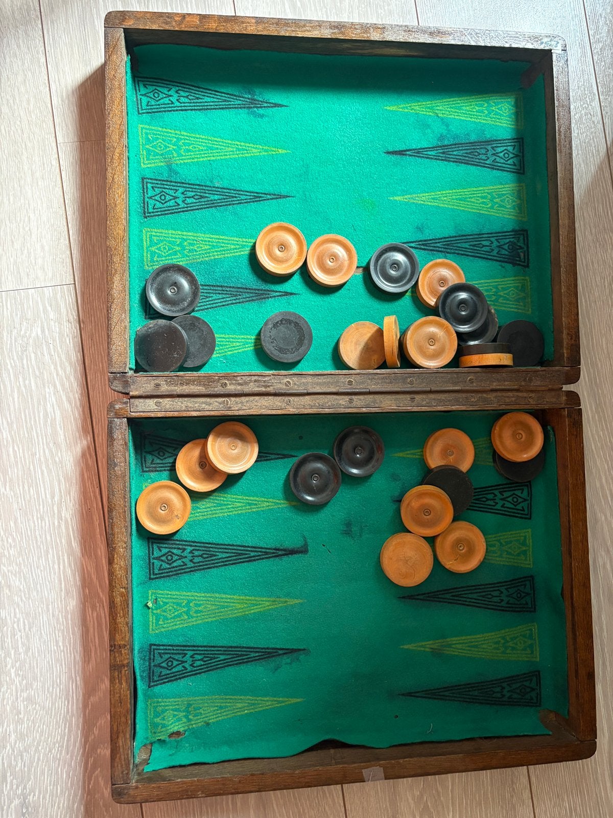 Antieken jacquet spel, Ophalen, Gebruikt, Eikenhout, 75 – 100