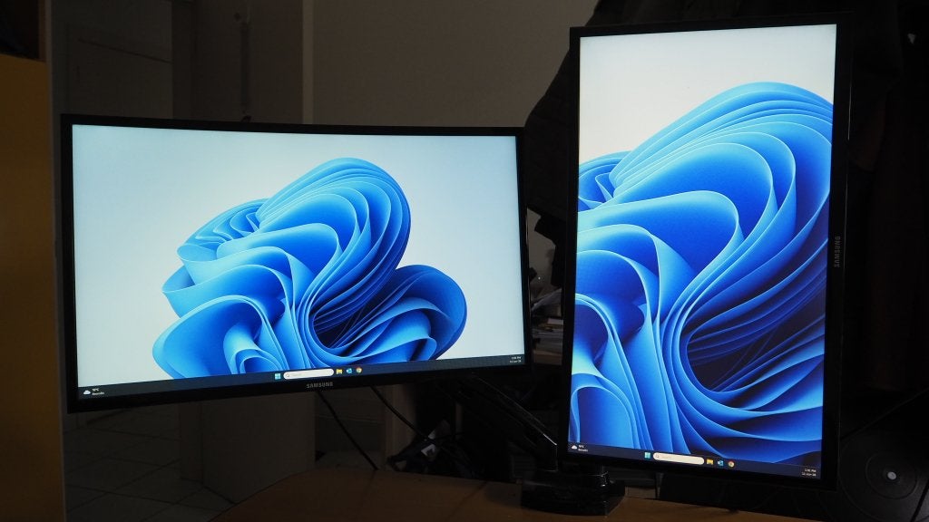 twee Samsung curved schermen met monitorarm, Ophalen, Gebruikt, HDMI, Samsung