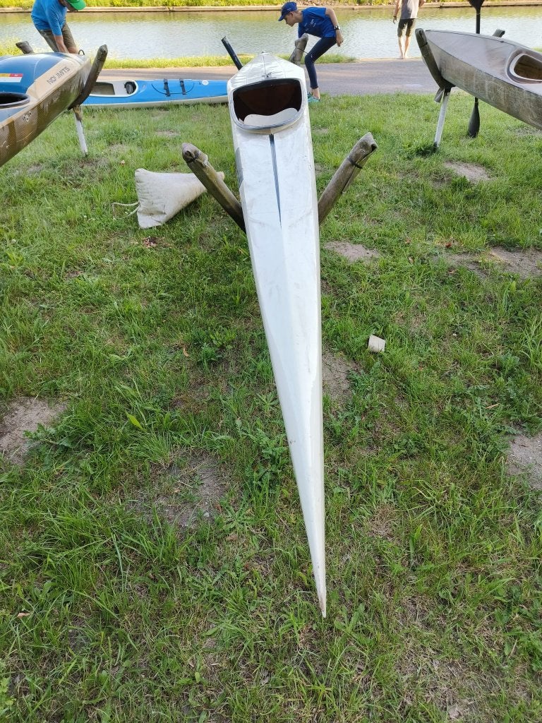 K1 Kajak (wit) (stuurkabel moet vernieuwd worden), Ophalen, Gebruikt