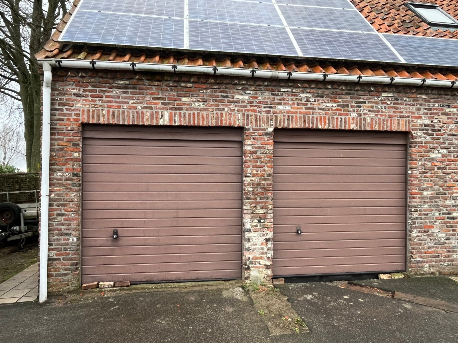 Poort, poorten, garage 1x motor 1x manueel, Ophalen, Gebruikt