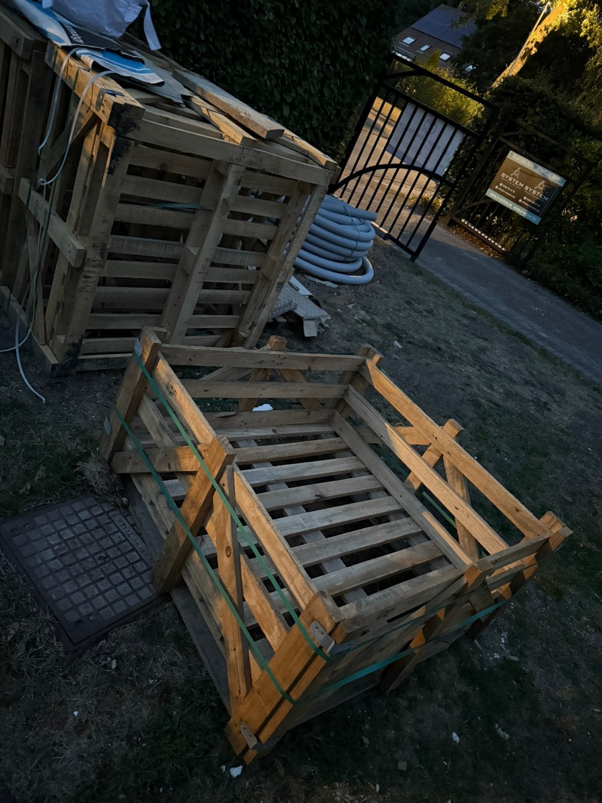 Gratis palletten 1 x 1, Doe-het-zelf en Bouw, Hout en Planken, Ophalen, Zo goed als nieuw