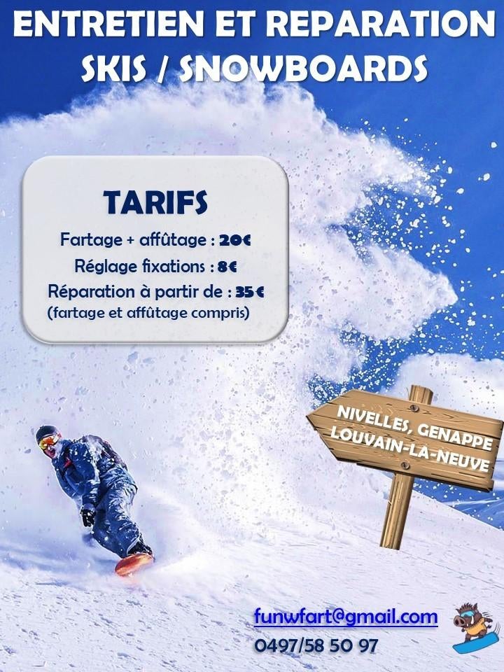 Entretien Ski et Snowboard - Fartage, Affutage, Reparation, Enlèvement, Ski, Chaussures