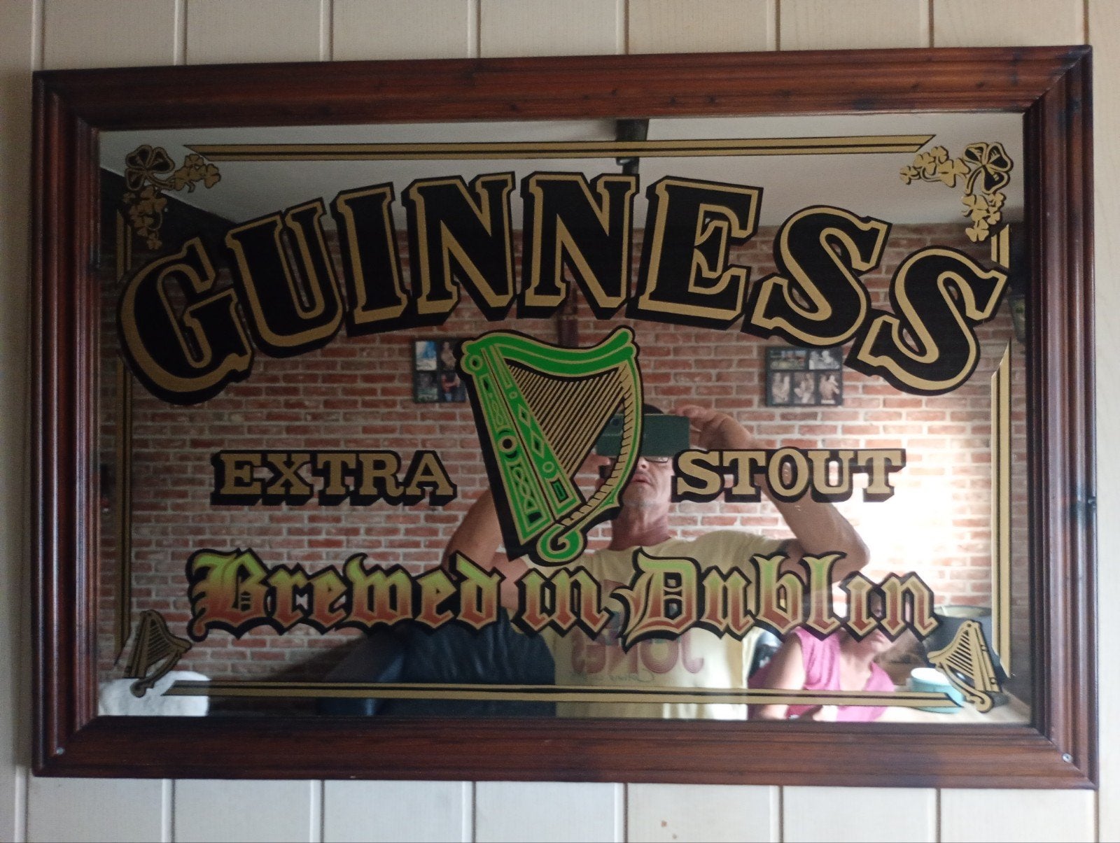 Oude antieke cafe spiegel originele van GUINNESS, Huis en Inrichting, Woonaccessoires | Spiegels, Ophalen of Verzenden