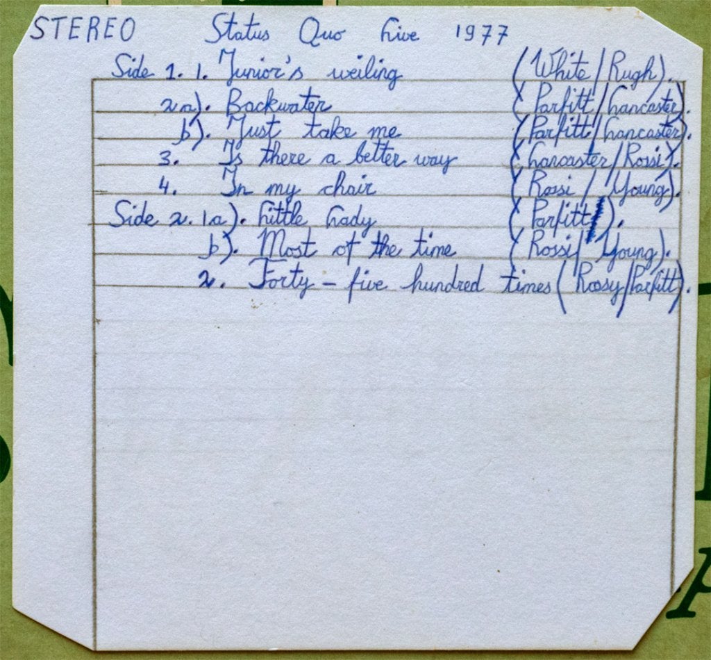 Enregistrement live Status Quo 1977, Enlèvement ou Envoi