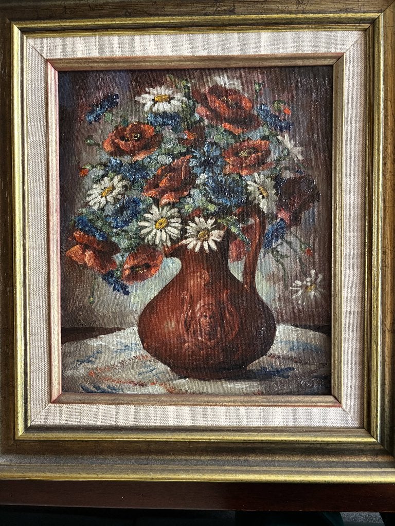 Antiek schilderij, Ophalen, Bloemen