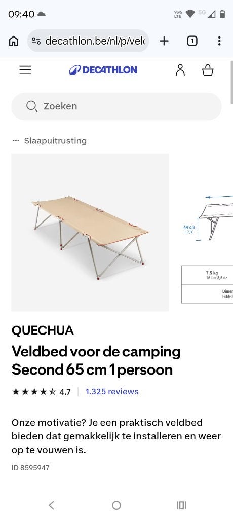 Veldbed Decathlon, Enlèvement, Comme neuf, Autre