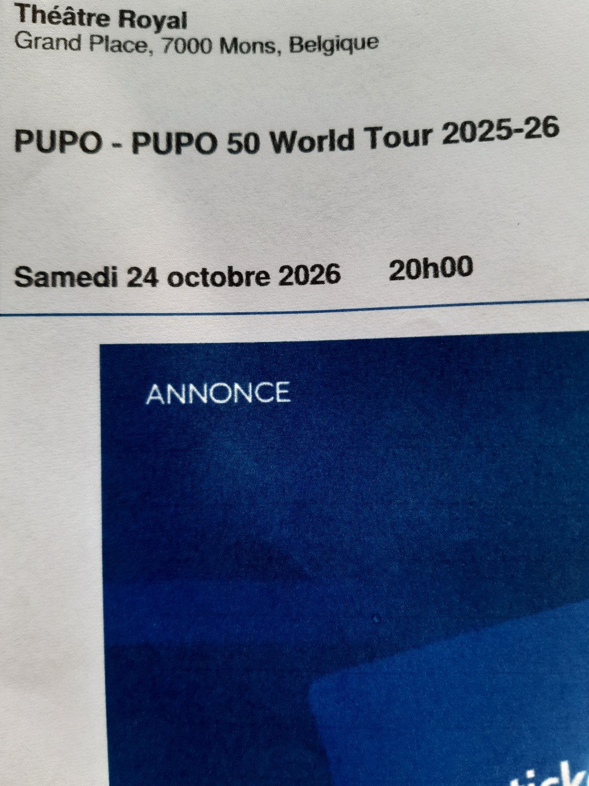 2 places de concert pour pupo, Deux personnes