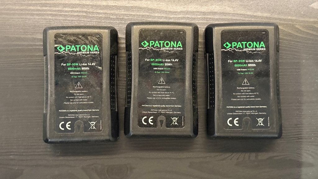 Lot V-mount batterijen (3x 95Wh), TV, Hi-fi & Vidéo, Photo | Accumulateurs & Batteries, Enlèvement ou Envoi, Utilisé, PATONA, Batterie