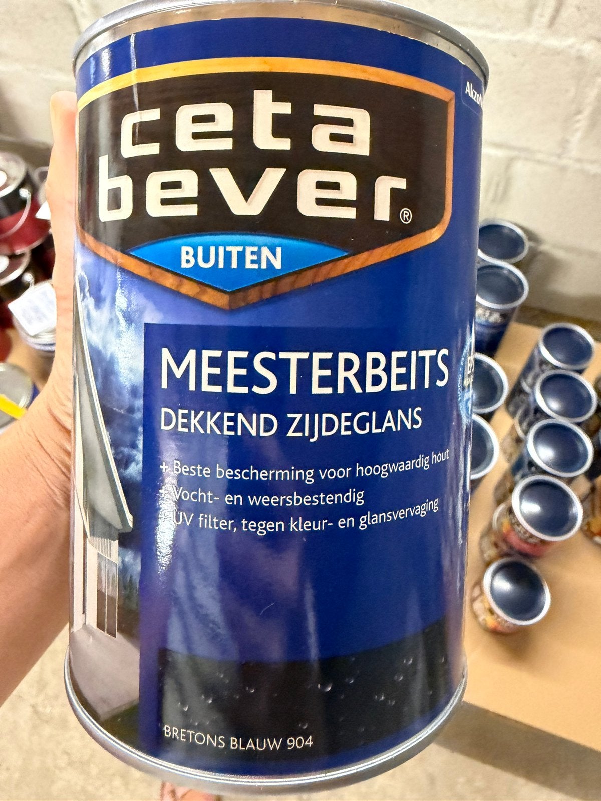 Cetabever dekkende beits Bretons Blauw 1,25liter, Ophalen of Verzenden, Nieuw, Blauw, Beits