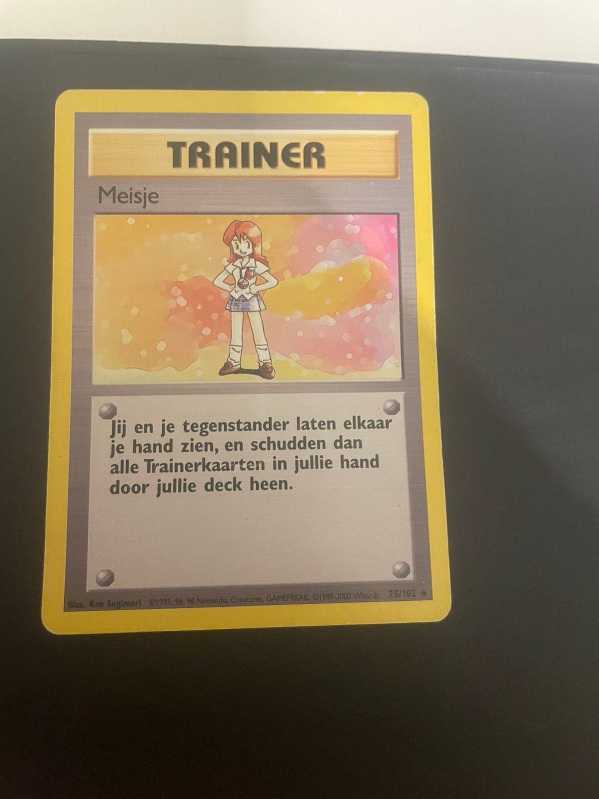 Pokémon Trainer Meisje 75/102 – Nederlandse Base Set, Enlèvement, Comme neuf, Cartes en vrac, Foil