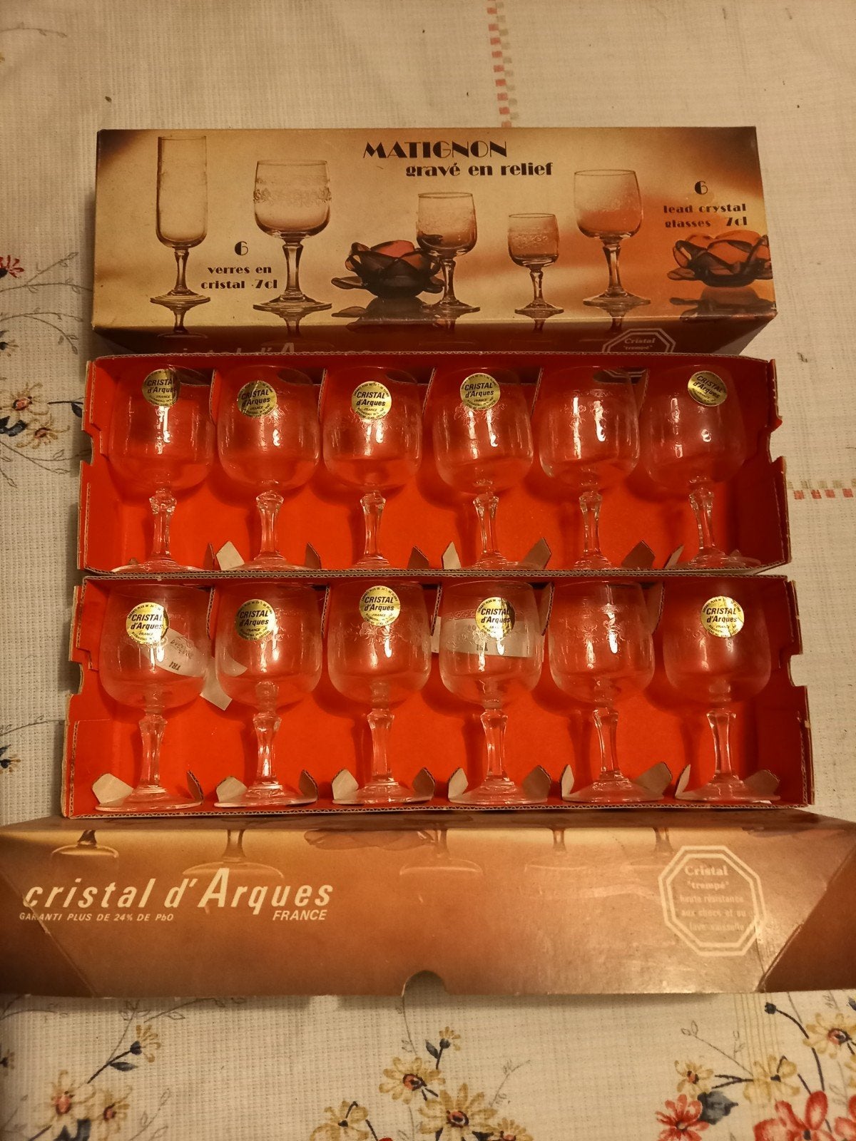 2 sets de 6 verres en cristal Cristal d'Arques, Antiquités & Art, Enlèvement
