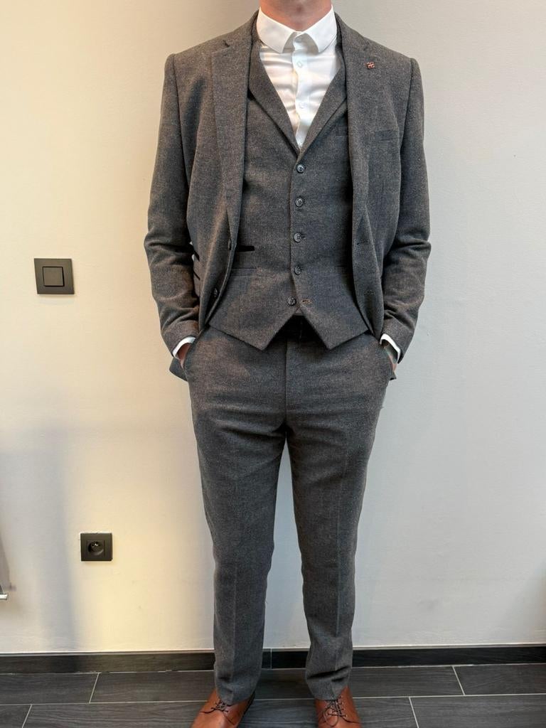 Cavani - Driedelig pak - Martez grey tweed 50/M-L (40uk), Kleding | Heren, Kostuums en vesten, Ophalen, Grijs