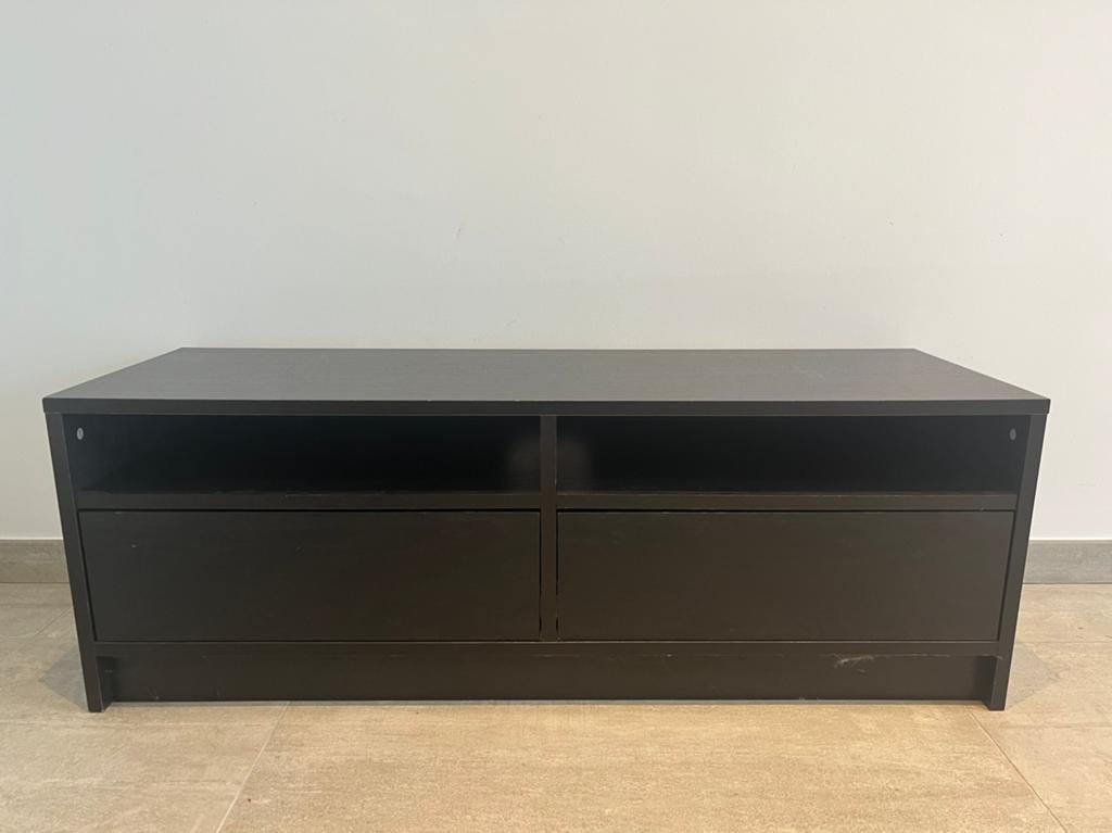 TV meubel ikea zwart met 2 schuiven, Ophalen, Gebruikt, Minder dan 50 cm, 100 tot 125 cm