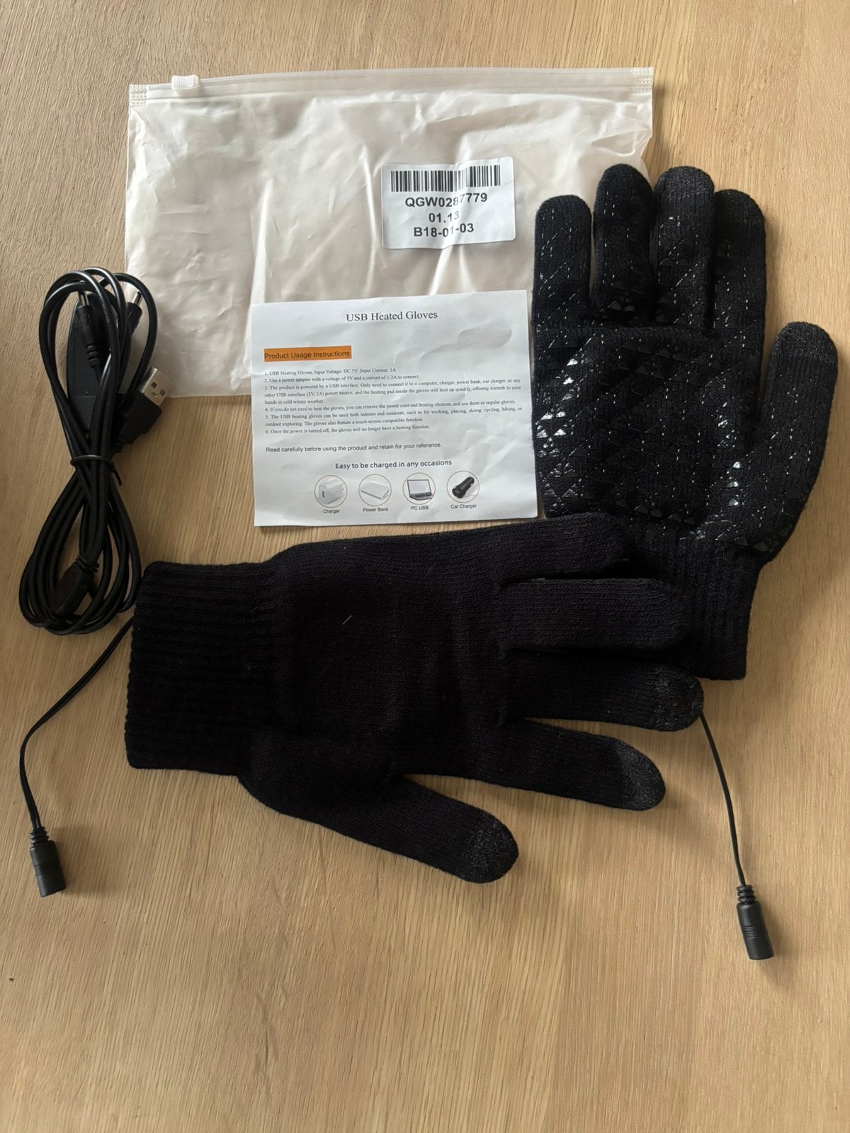 Nouveau : gants chauffants USB avec écran tactile - noirs, Enlèvement ou Envoi, Neuf, Gants