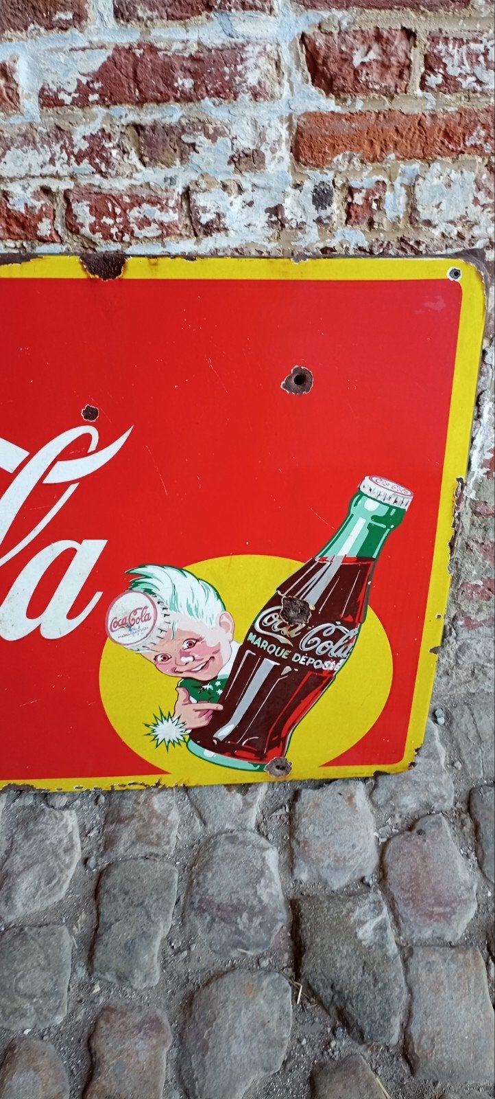 Coca-Cola emaille plaat, Verzamelen, Ophalen, Gebruikt, Reclamebord