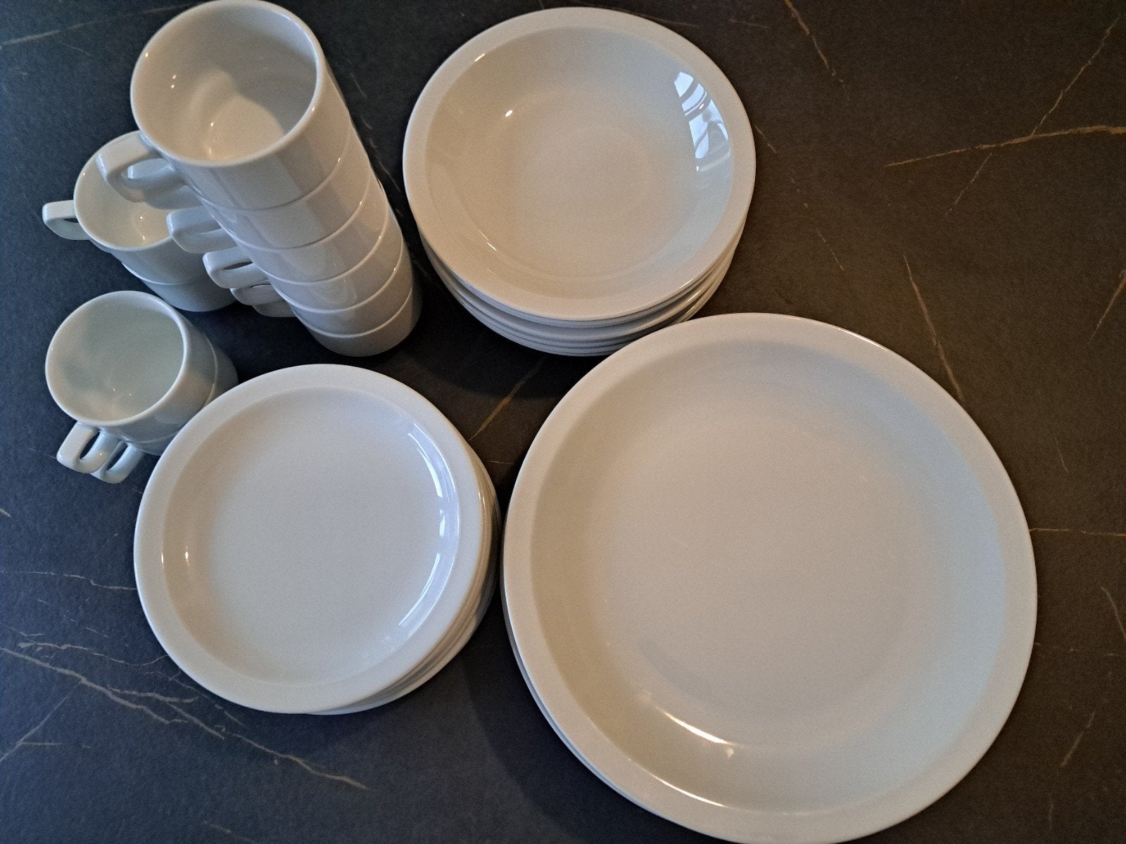 vintage Bareuther Bavaria eetservies - 35-delig- strak wit, Ophalen