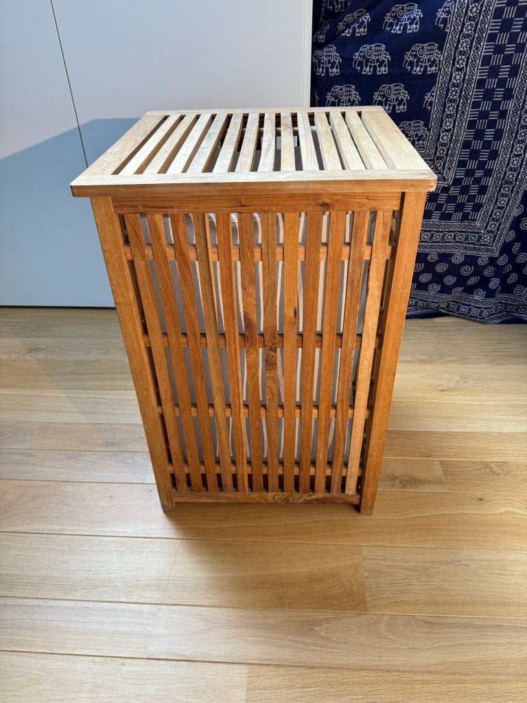 Panier à linge en bois exotique, Enlèvement, Utilisé, Brun, Panier à linge
