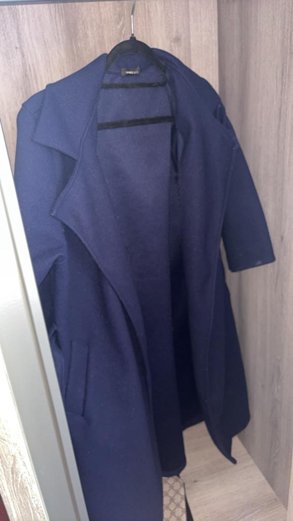 Lange blauwe jas, Kleding | Dames, Jassen | Winter, Ophalen, Zo goed als nieuw, Blauw