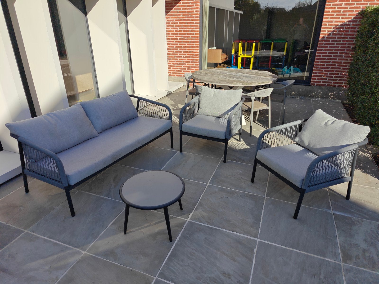 Loungeset, Ophalen, 5 zitplaatsen, Bijzettafel, Aluminium