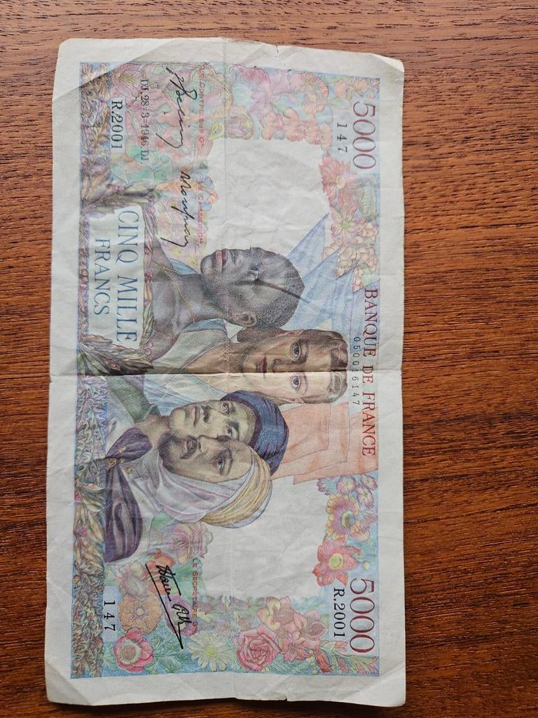 Billet de 5000 anciens francs français, Timbres & Monnaies, Billets de banque | Amérique, Série