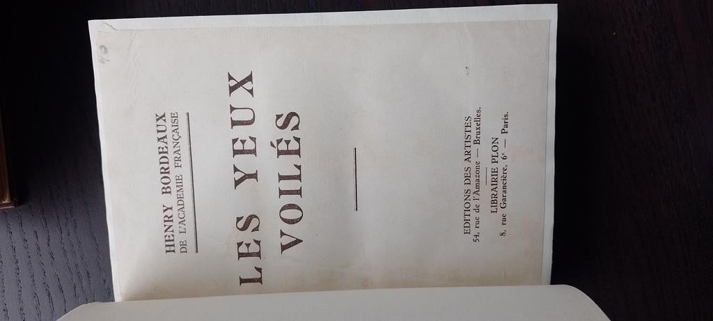 Livre - Les yeux voilés, Enlèvement, Utilisé, Henry Bordeaux