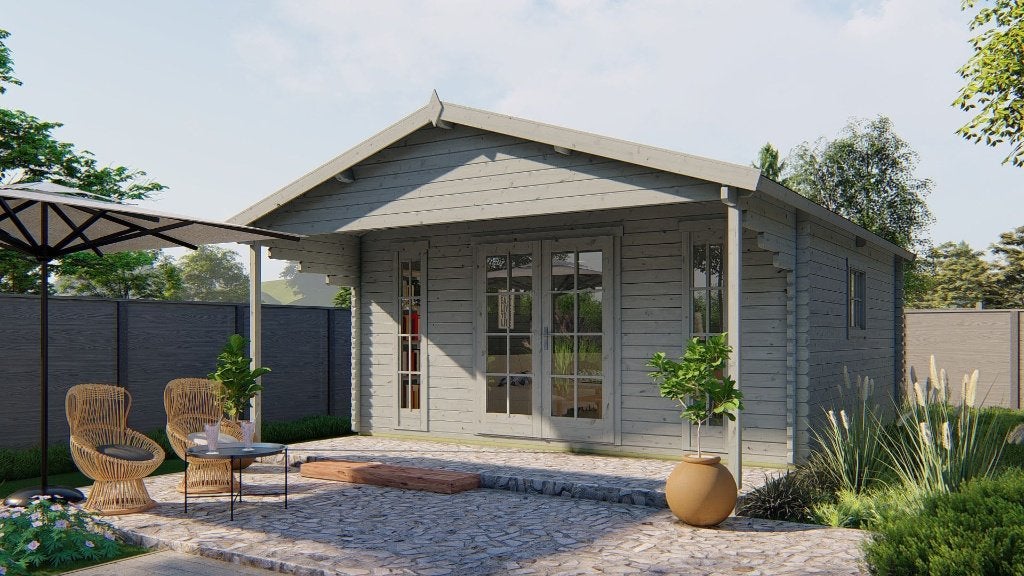 Blokhut - Tuinhuis Emiel | 44 mm | vuren onbehandeld, Verzenden, Nieuw