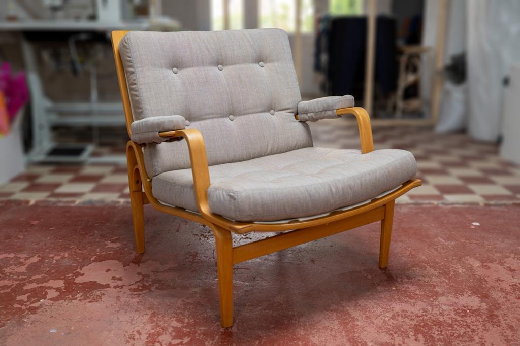 Bruno Mathsson 'Ingrid' fauteuil, Ophalen, Zo goed als nieuw, Stof