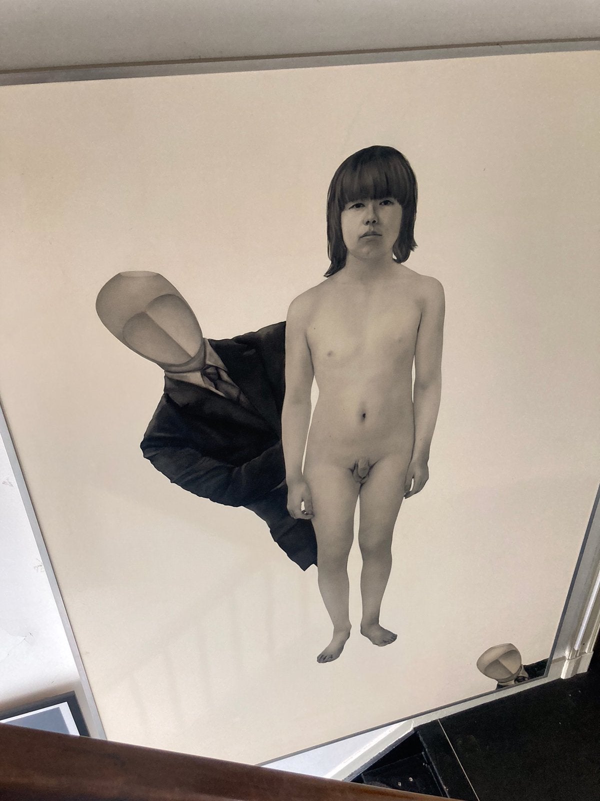 Grote schilderij Herman Jacobs jong naakt met mannequin, Antiek en Kunst, Ophalen, Figuren, Hout, Olieverf